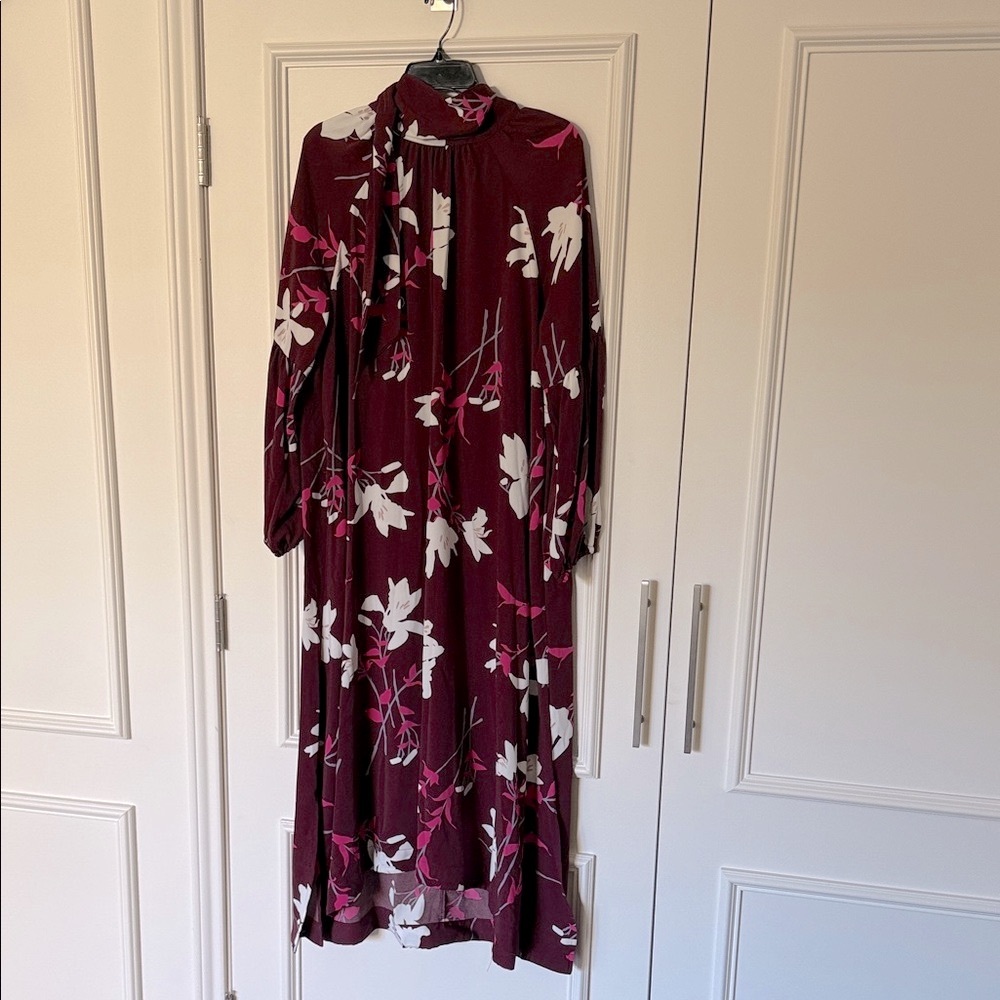 Elegant Floral Long Sleeve Dress Sz M